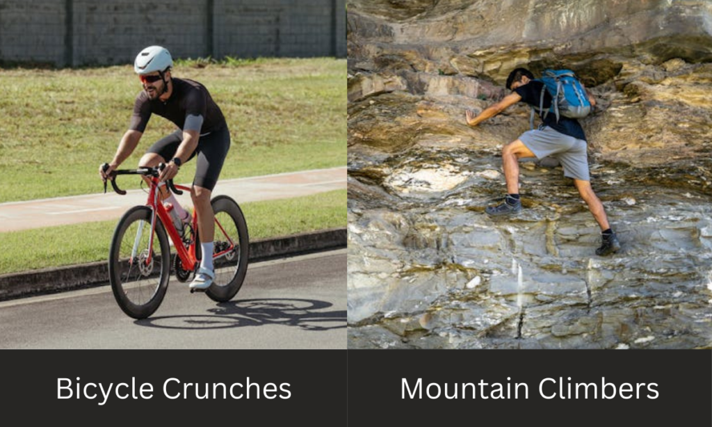 Bicycle Crunches and Mountain Climbers Abdomen Exercises for Men