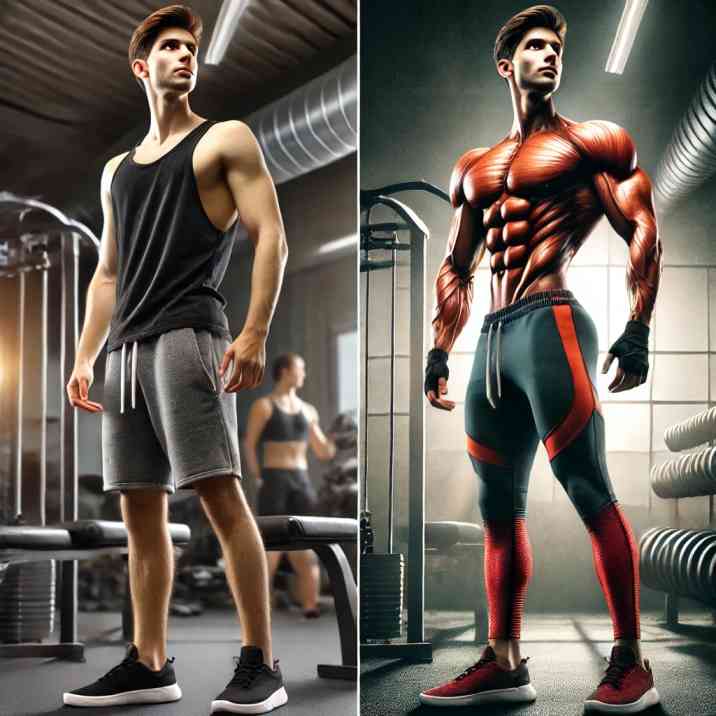 A side-by-side image of "before and after" fitness progress to inspire motivation 20-Minute Full-Body Workout