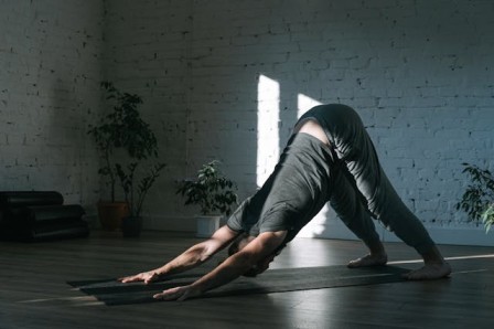  someone in a downward dog workouts outside