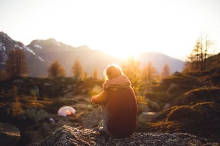 women is sitting Natural Sunlight Morning Habits